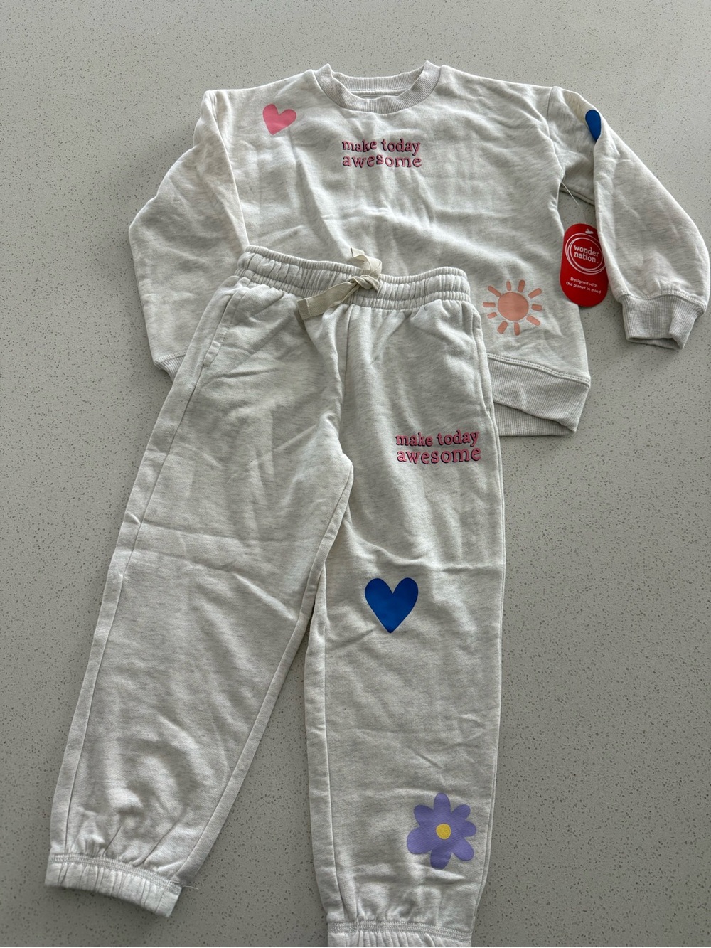 Kids Cozy Graphic  Set - Make Today Awesome - Pink & Blue Accents